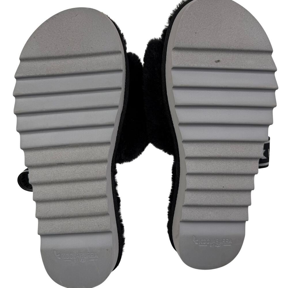 Koolaburra Ugg Faux Fur Back Strap Slide Slippers Black Size 7 - Picture 6 of 7